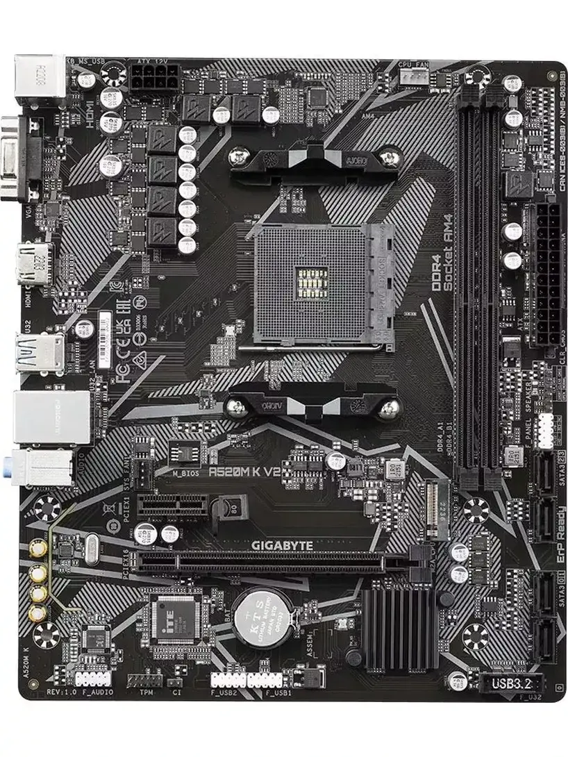 Материнская плата Gigabyte AM4 A520 mATX DDR4 HDMI M.2 (с ВБ кошельком)