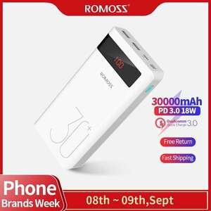 ROMOSS 30000 мАч Внешний аккумулятор с индикатором уровня заряда (при покупке 2х штук)