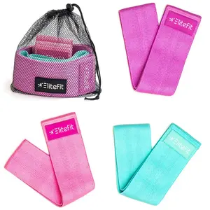 Тканевые фитнес-резинки Elitefit, 3шт. с мешочком для хранения (набор эспандеров, фитнес-ленты, домашний тренажер)