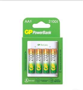 Зарядное устройство + USB кабель, 4 батарейки АА 2100 мАч