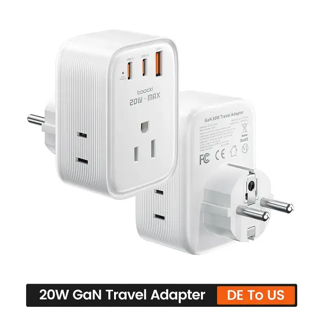 Переходник на американскую/китайскую вилку с зарядкой USB Toocki GaN ...