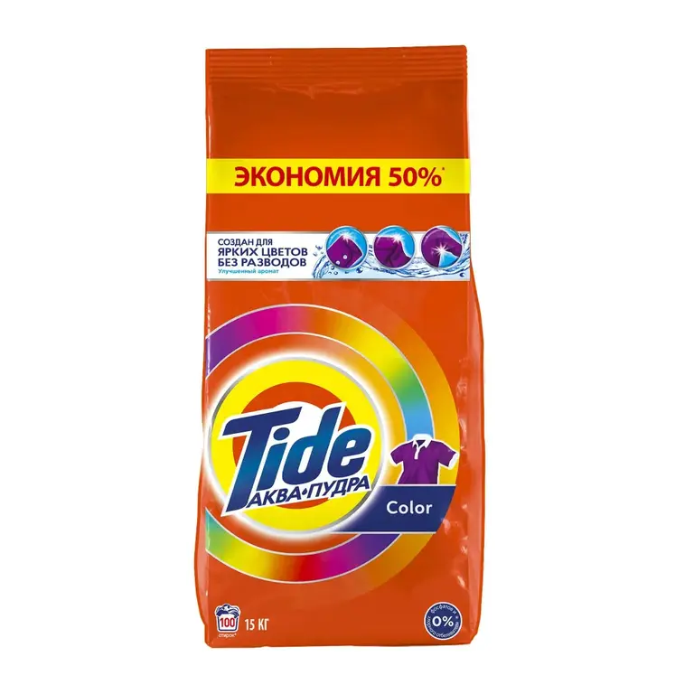 Порошок стиральный Автомат Tide Color, 100 стирок, 15 кг (с Озон картой ...