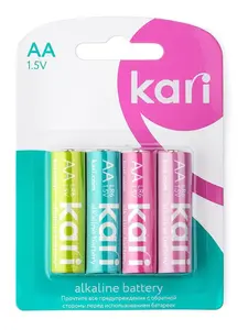 Батарейки пальчиковые алкалиновые Kari, АА, 4 шт (c Ozon Картой)
