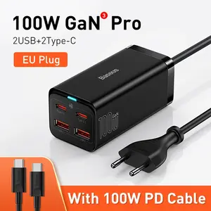 Сетевое зарядное устройство Baseus Gan3 Pro CCDK100UE + кабель на 100W 