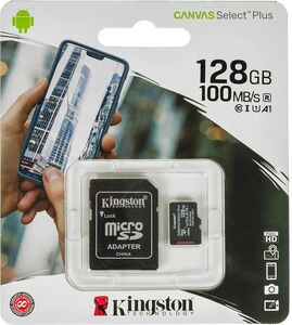 Карта памяти microSDXC Kingston Canvas Select Plus 128 Гб, 100 МБ/с (с картой OZON)