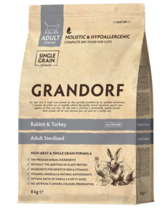 Сухой корм для стерилизованных кошек Grandorf Кролик 8 кг (подписка + макс кошелек ВБ) + возврат 1500₽ на ВБ-кошелек за отзыв 