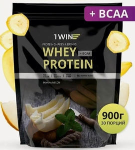 Протеин сывороточный порошок с BCAA Whey Protein, без сахара, вкус Банан-Дыня, 900 г
