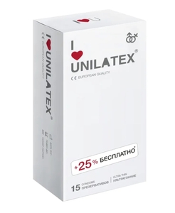 Презервативы UNILATEX UltraThin, 12 шт. + 3 шт. в подарок (с Ozon картой)