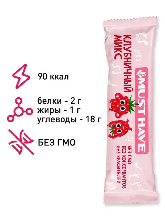 Батончики «Must Have» "Клубничный микс", 72 шт. (337 ₽ с Макс. Кошельком и подпиской)