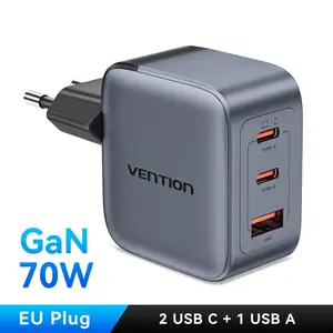 Зарядное устройство Vention 70W GaN Charger вместе с 100W PD кабелем