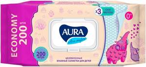 Влажные салфетки для детей AURA Ultra Comfort big-pack с крышкой, 200 шт