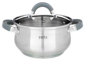Кастрюля VETTA Вена 18х10,5см. 2,6л. со стеклянной крышкой, индукция (822-054)