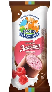 [CПб] Мороженое лакомка "Коровка из Кореновки", с малиной в шок.-слив. глазури, 90г, БЗМЖ