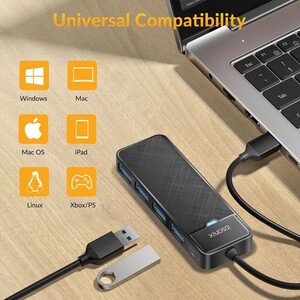 USB HUB iDsonix AMPW4A USB-C хаб 3.0, 4 порта USB-A, 0.5м (с ОЗОН картой, из-за рубежа)