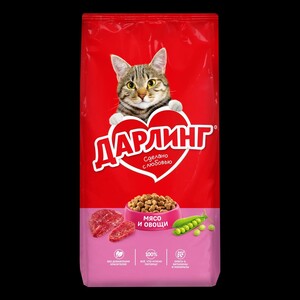 Сухой корм ДАРЛИНГ для кошек, с мясом и овощами, 15 кг
