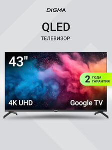 Телевизор Digma DM-LED43UQB31 QLED, Google TV 43" 4K UHD, черный матовый (с картой ОЗОН)