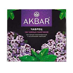 Черный чай в пакетиках с чабрецом Akbar, 100 шт. (с картой OZON)