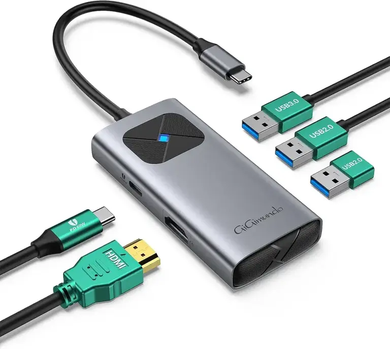 Док-станция / USB-хаб GiGimundo GGPW-5P (1xHDMI 4K@30Hz, 2xUSB-A 2.0, 1xUSB-A 3.0, 1xType-C power-in 60W) с озон картой, из-за рубежа