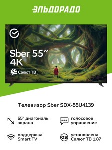 Телевизор Sber SDX-55U4139 55" 4К Салют ТВ