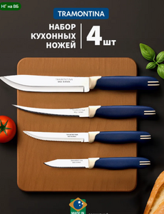 Набор ножей кухонных TRAMONTINA Multicolor, 4 предмета (с WB кошельком)