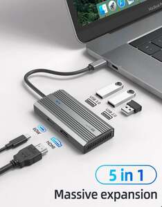 USB-C хаб 5-в-1 Sanzang 4K HDMI, USB 3.0, PD60W (с картой OZON, из-за рубежа)