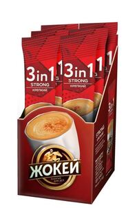Кофе растворимый Жокей Крепкий, 3 в 1, с сахаром и сливками, 10 шт (с картой OZON)