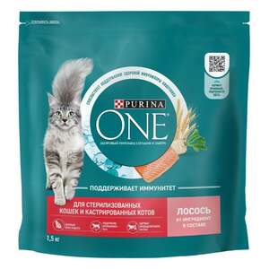 Сухой корм для кошек Purina ONE 1,5 кг (с картой OZON)