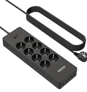 Сетевой фильтр с выключателем NTONPOWER 8 розеток 5 USB 3м 4000Вт (с картой OZON)