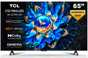 Телевизор 65" TCL Q6CS, QD-Mini LED, 60 Гц/VRR 2K@120 Гц, Google TV (с картой Ozon)